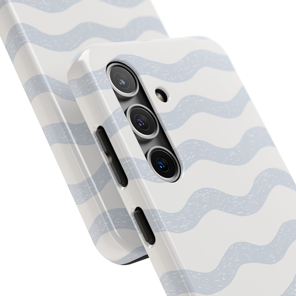 Tough Phone Case – Subtle Blue Wavy Stripes, Durable Protective Cover