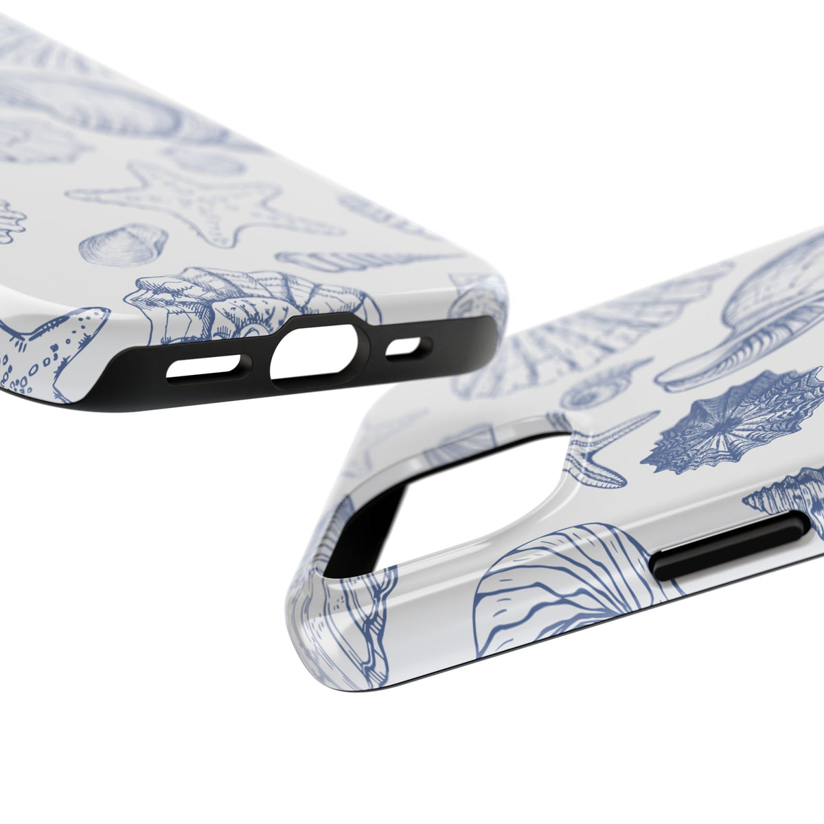 Seaside Sketch Tough Phone Case – Blue Shells & Starfish Protective Cover