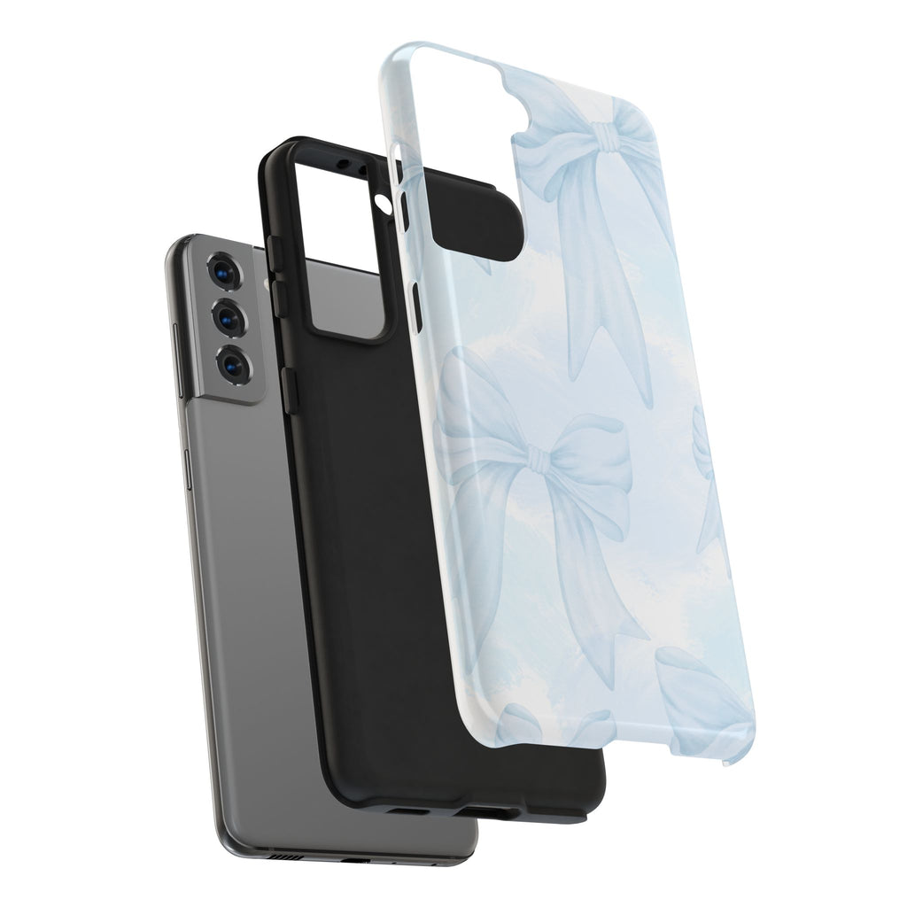 Pale Blue Bow Pattern Tough Phone Case