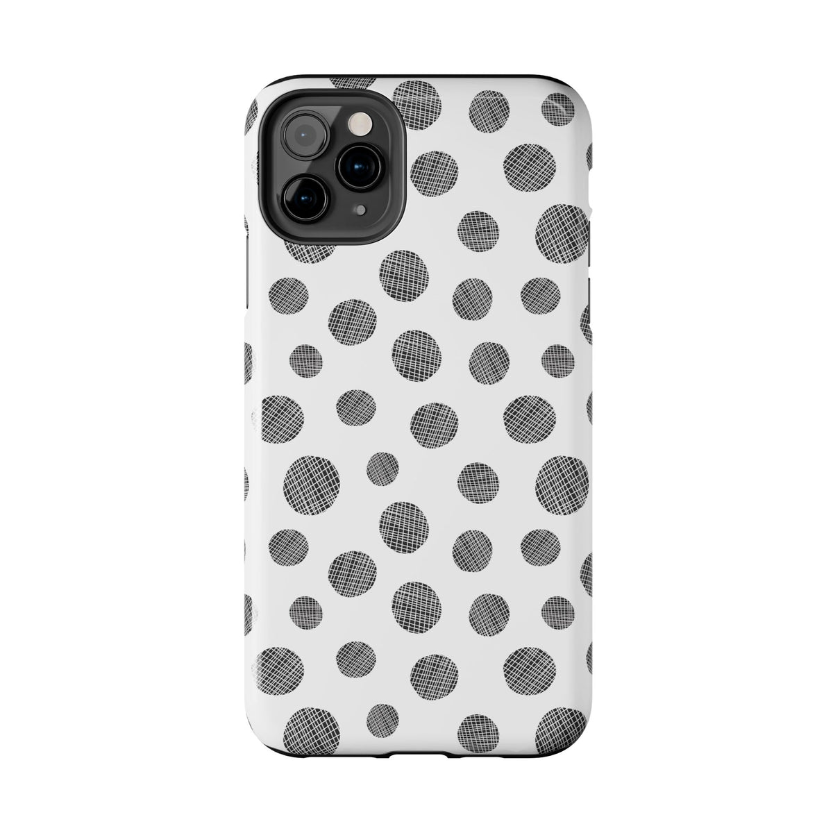 Polka Dot Texture Tough Phone Case — Black & White Spot Pattern, Protective Slim Phone Cover