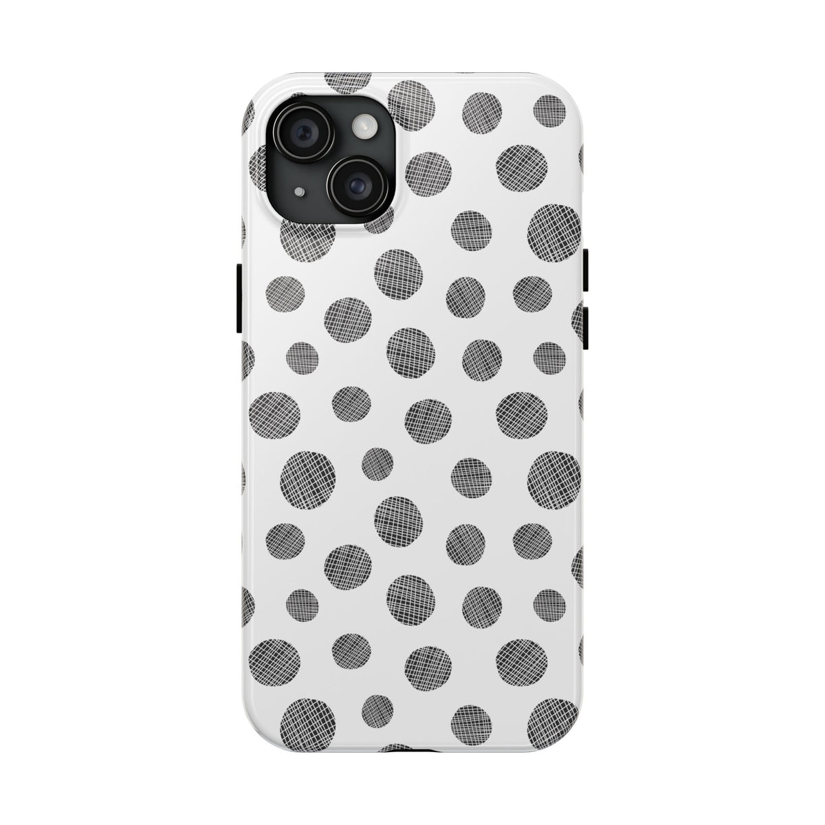Polka Dot Texture Tough Phone Case — Black & White Spot Pattern, Protective Slim Phone Cover