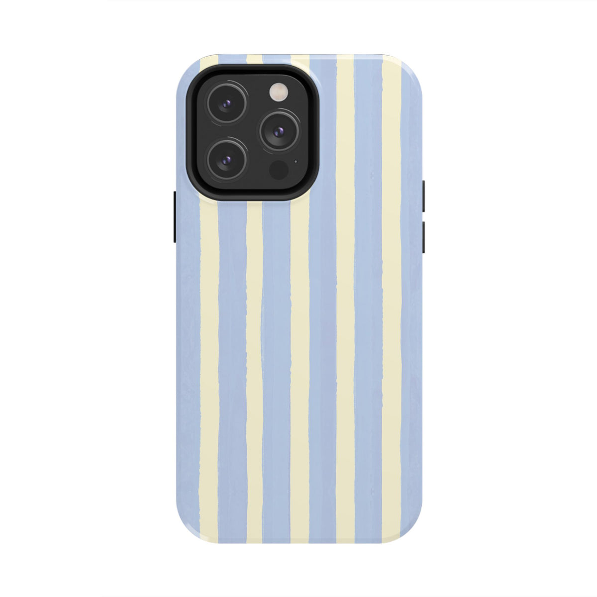 Pastel Stripe Tough Phone Case — Blue & Cream Protective Cover