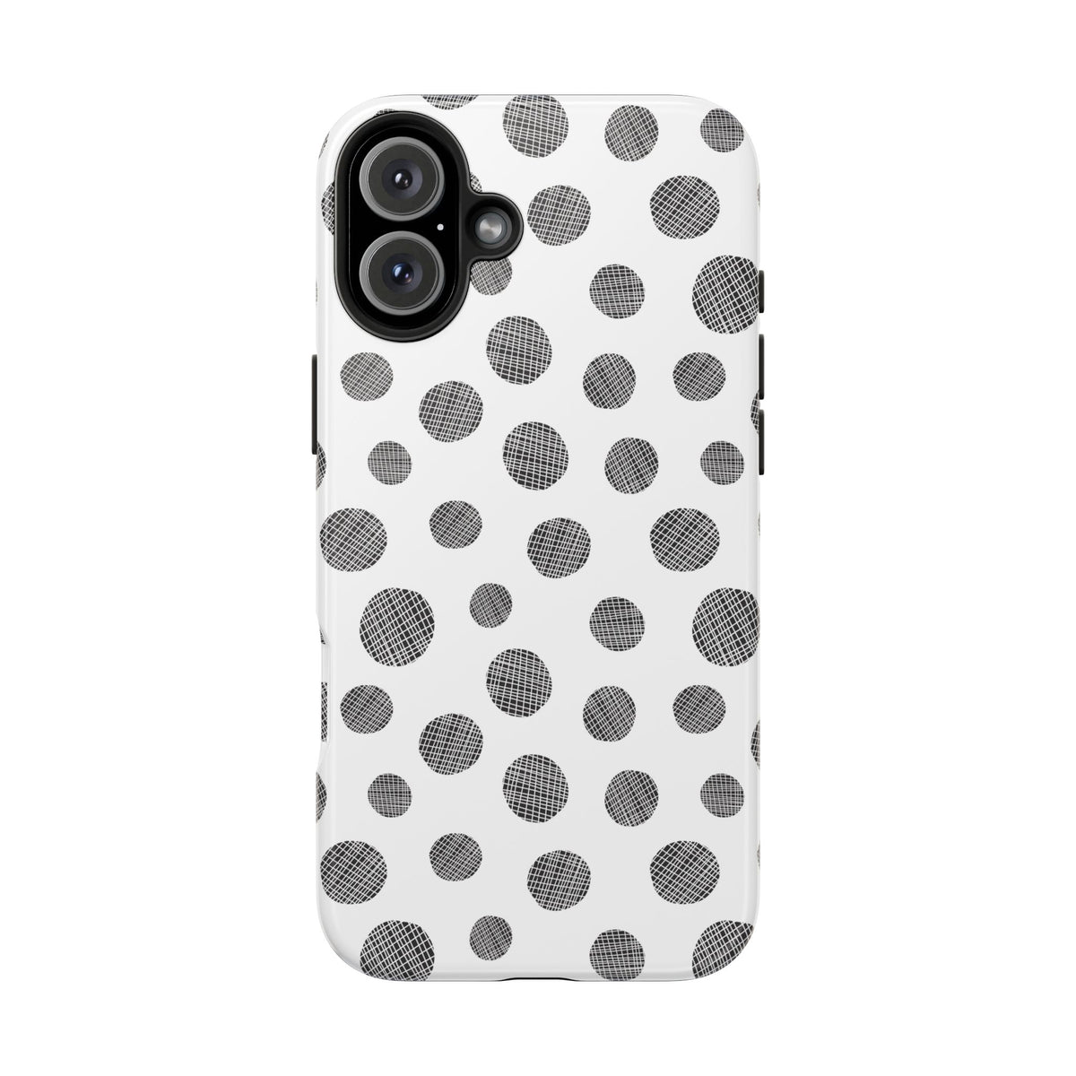 Polka Dot Texture Tough Phone Case — Black & White Spot Pattern, Protective Slim Phone Cover