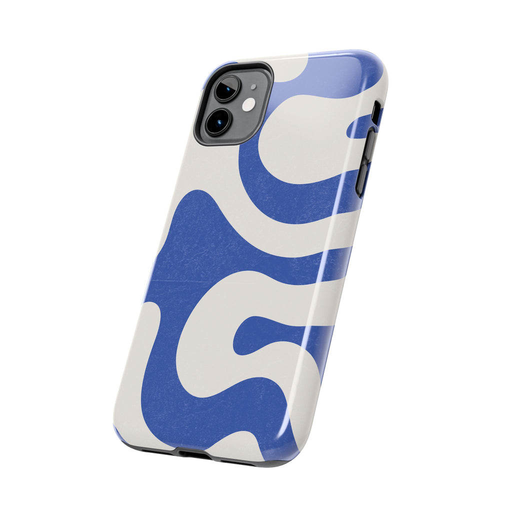 Blue Retro Swirl Tough Phone Case — Durable Abstract Pattern