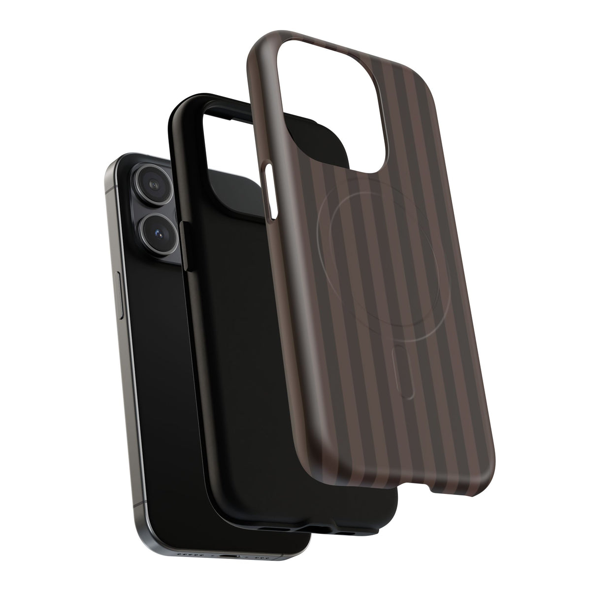 Dark Brown Striped Magnetic Phone Case