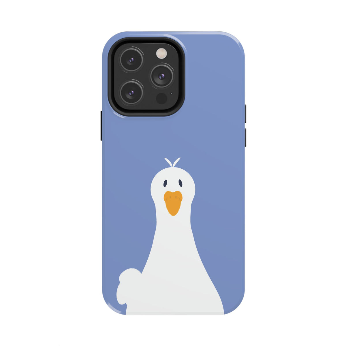 Goofy Goose Tough Phone Case — Cute Minimalist Duck Design on Blue