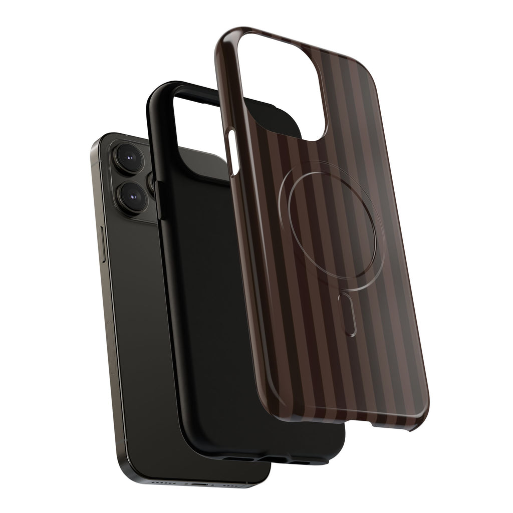 Dark Brown Striped Magnetic Phone Case