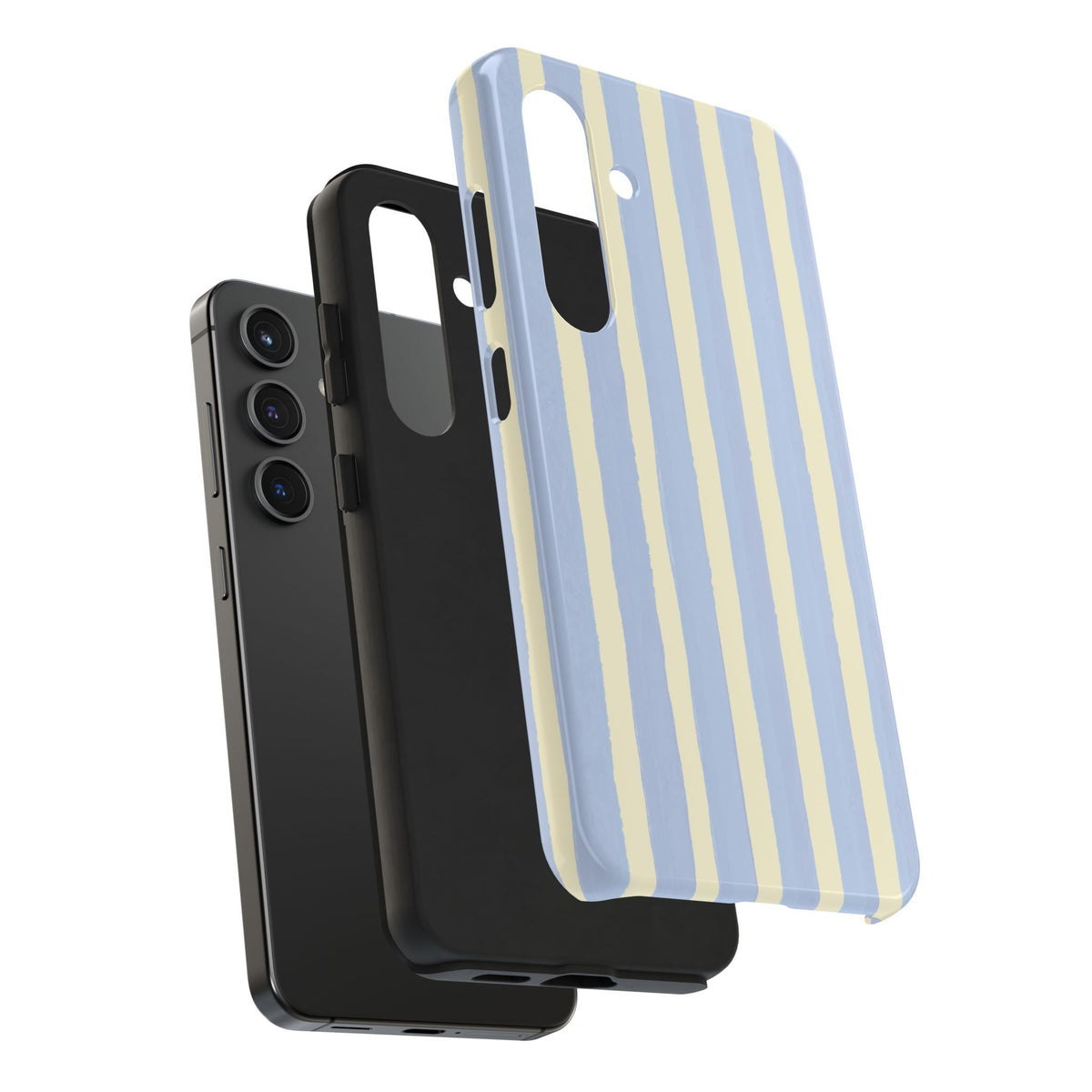 Pastel Stripe Tough Phone Case — Blue & Cream Protective Cover