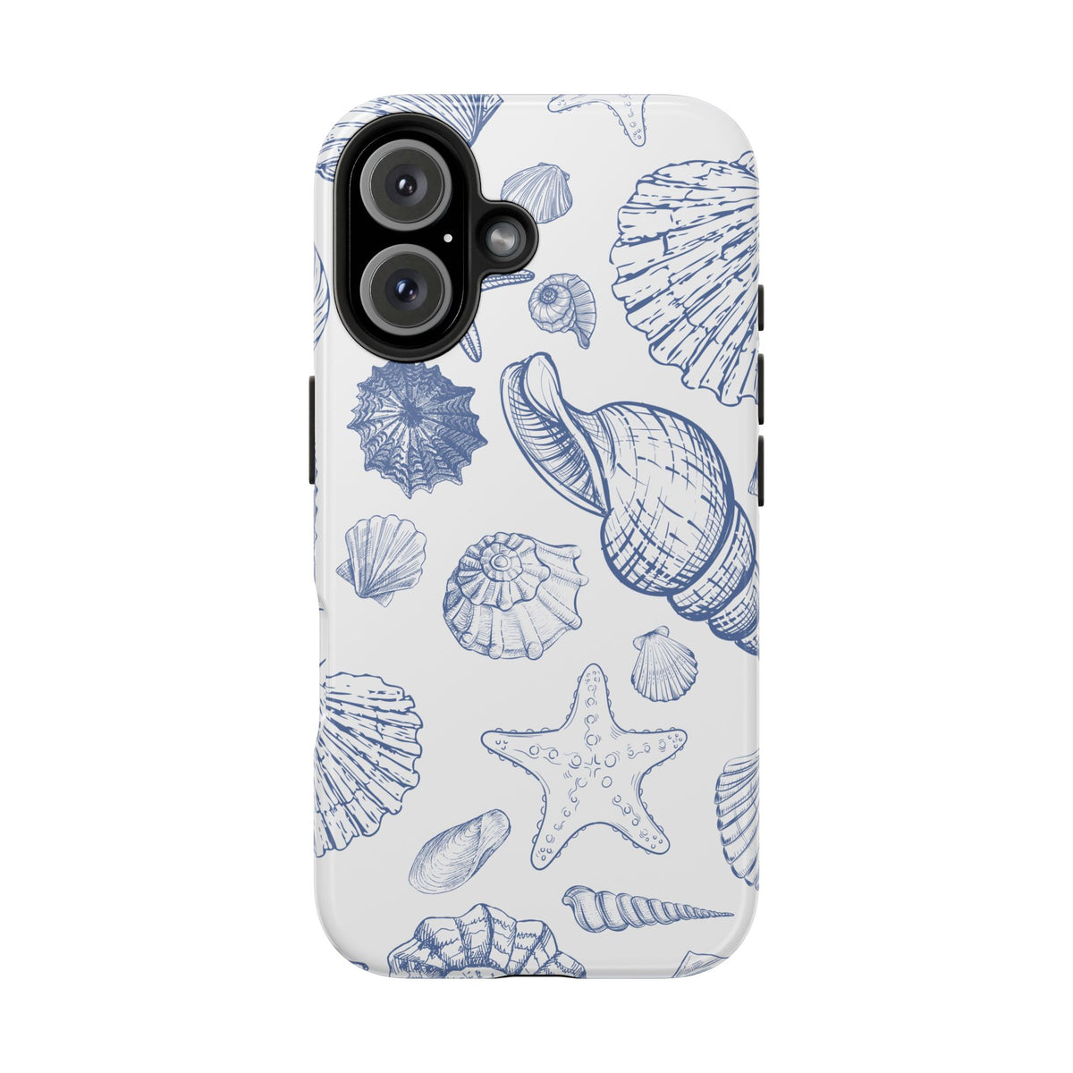 Seaside Sketch Tough Phone Case – Blue Shells & Starfish Protective Cover