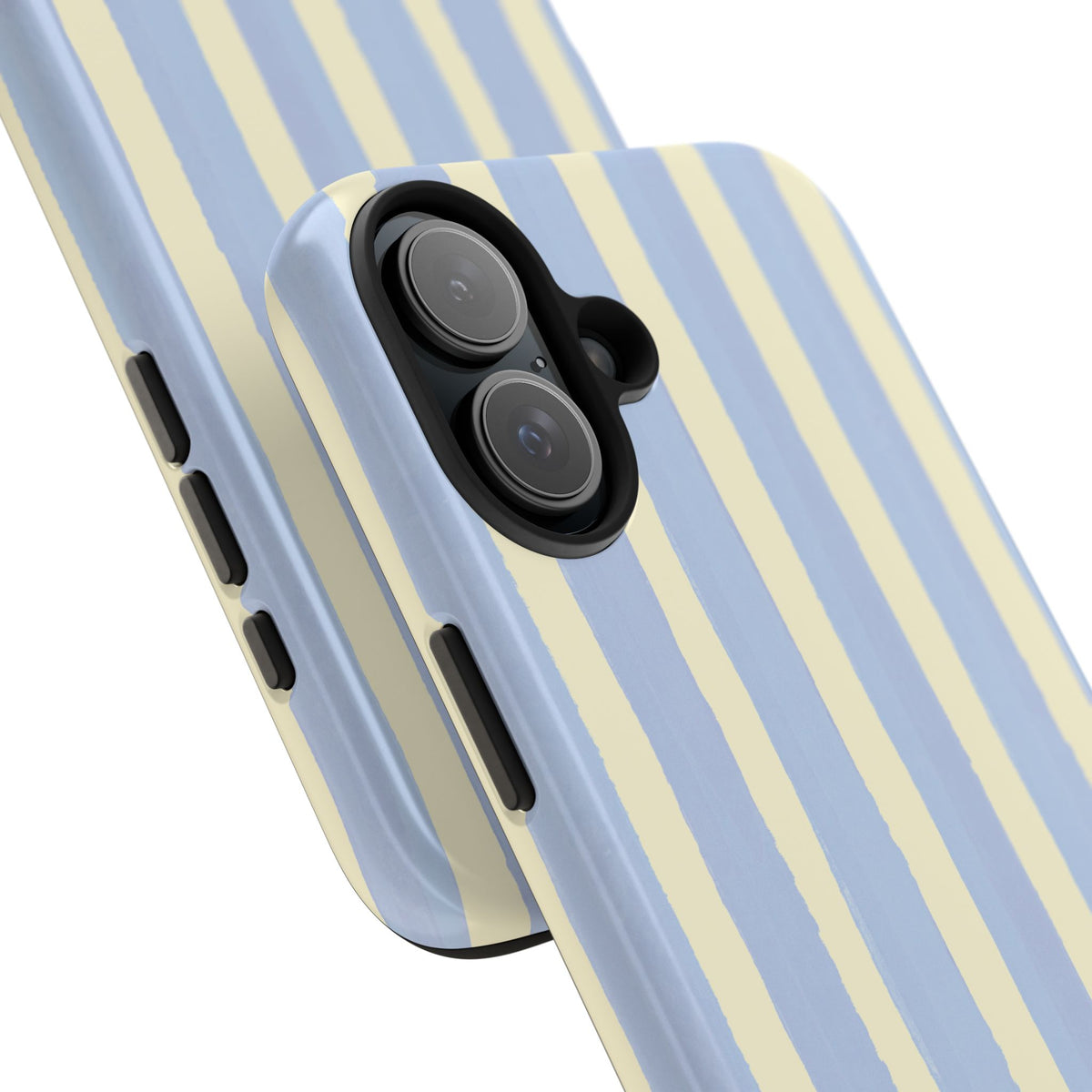 Pastel Stripe Tough Phone Case — Blue & Cream Protective Cover