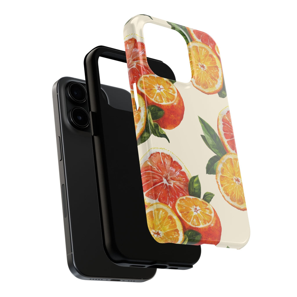 Citrus Squeeze Tough Phone Case — Watercolor Orange & Grapefruit Protective Cover