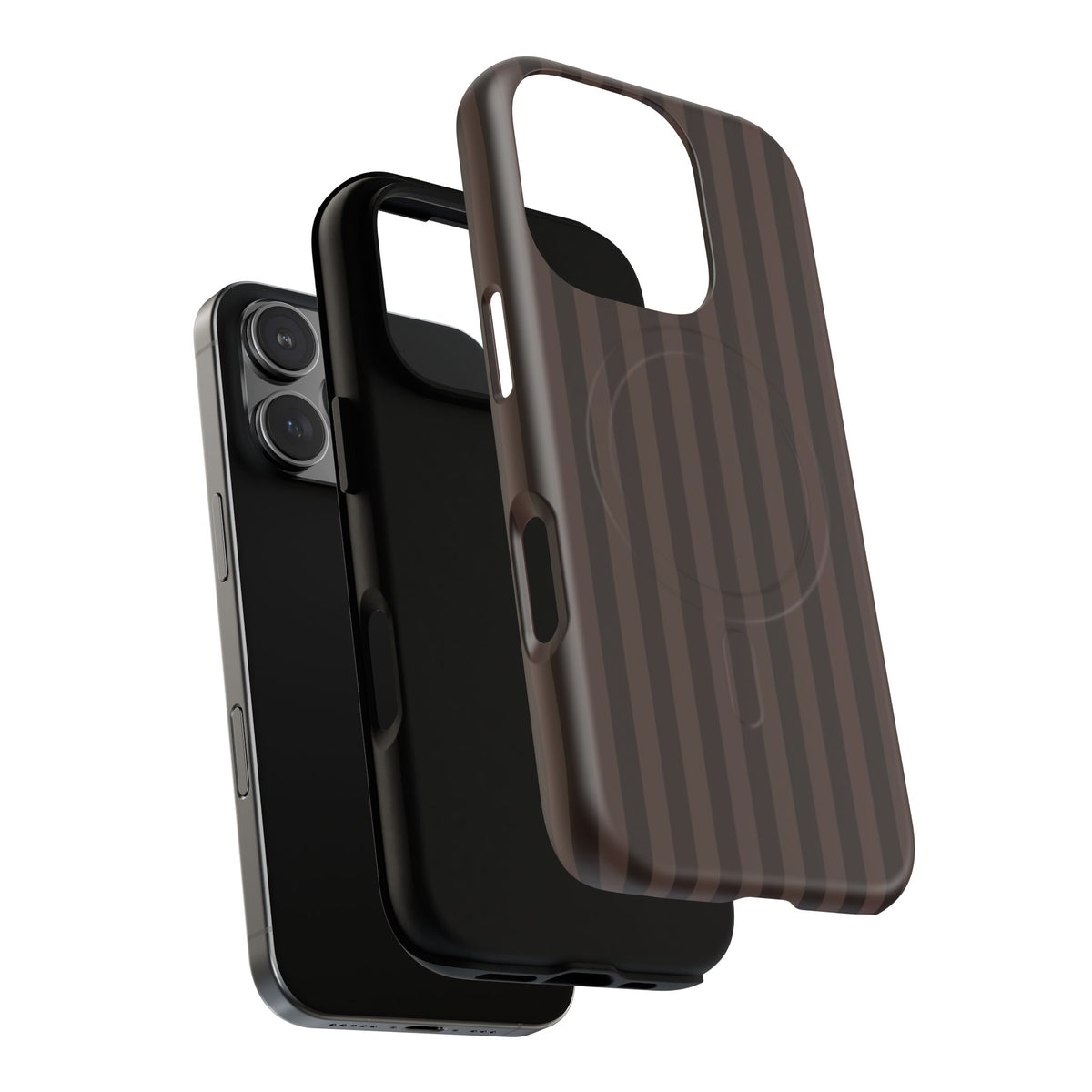 Dark Brown Striped Magnetic Phone Case