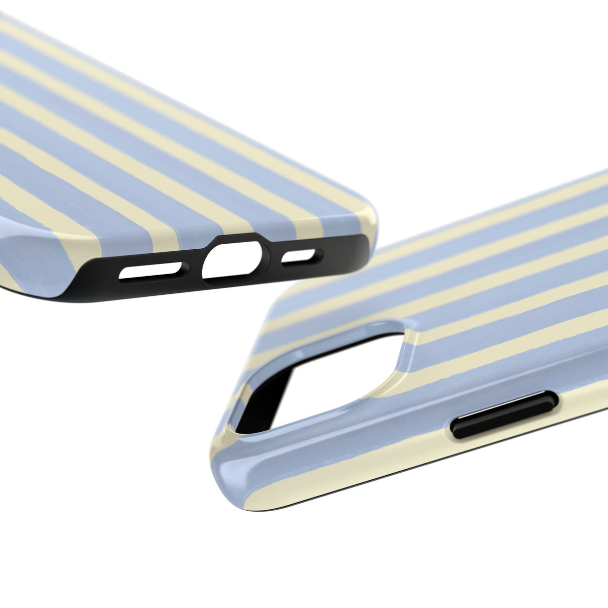 Pastel Stripe Tough Phone Case — Blue & Cream Protective Cover