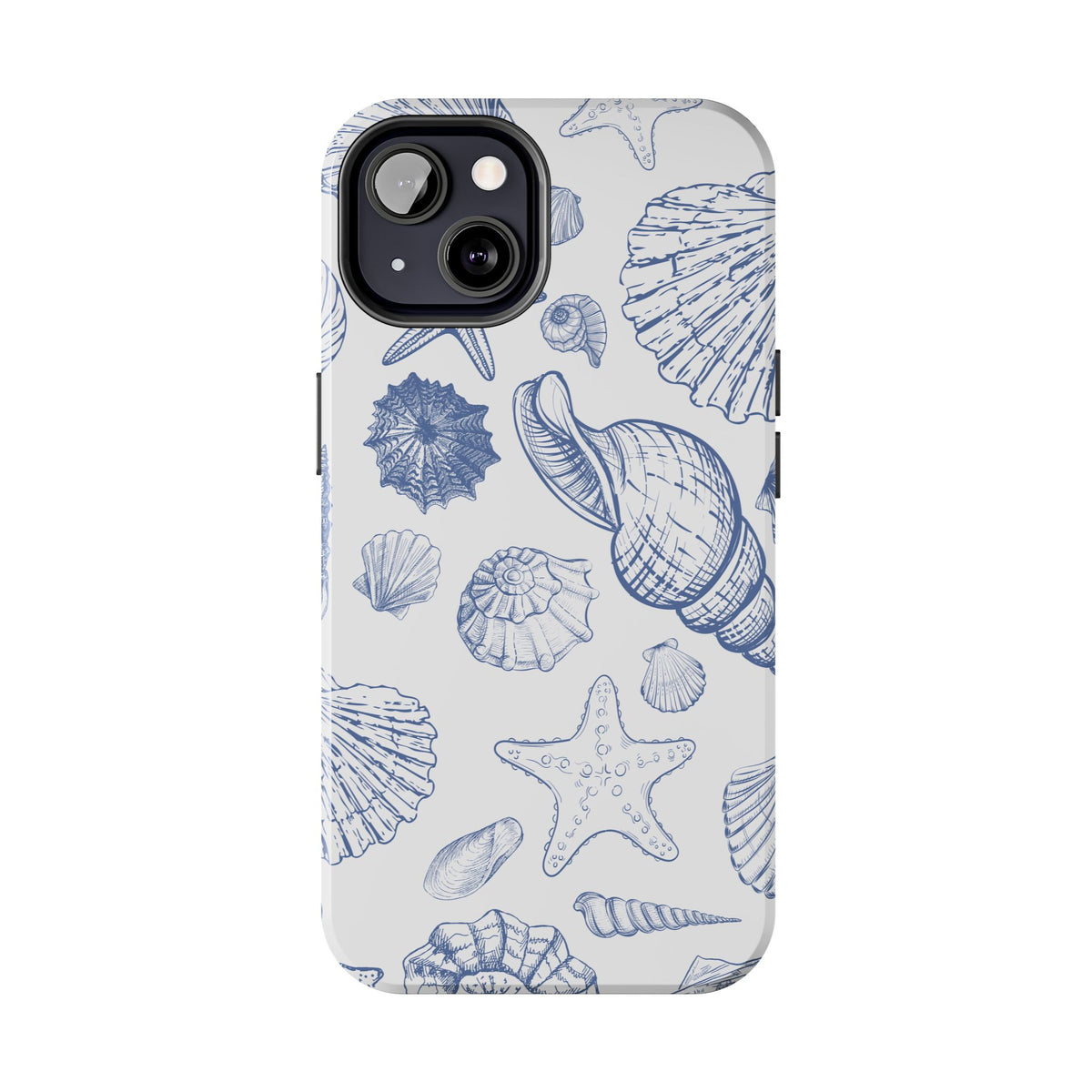 Seaside Sketch Tough Phone Case – Blue Shells & Starfish Protective Cover