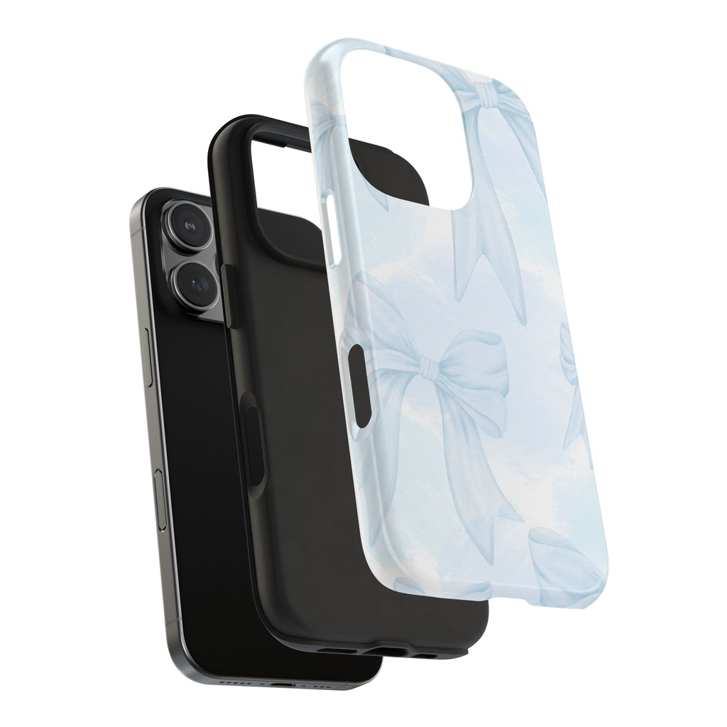 Pale Blue Bow Pattern Tough Phone Case
