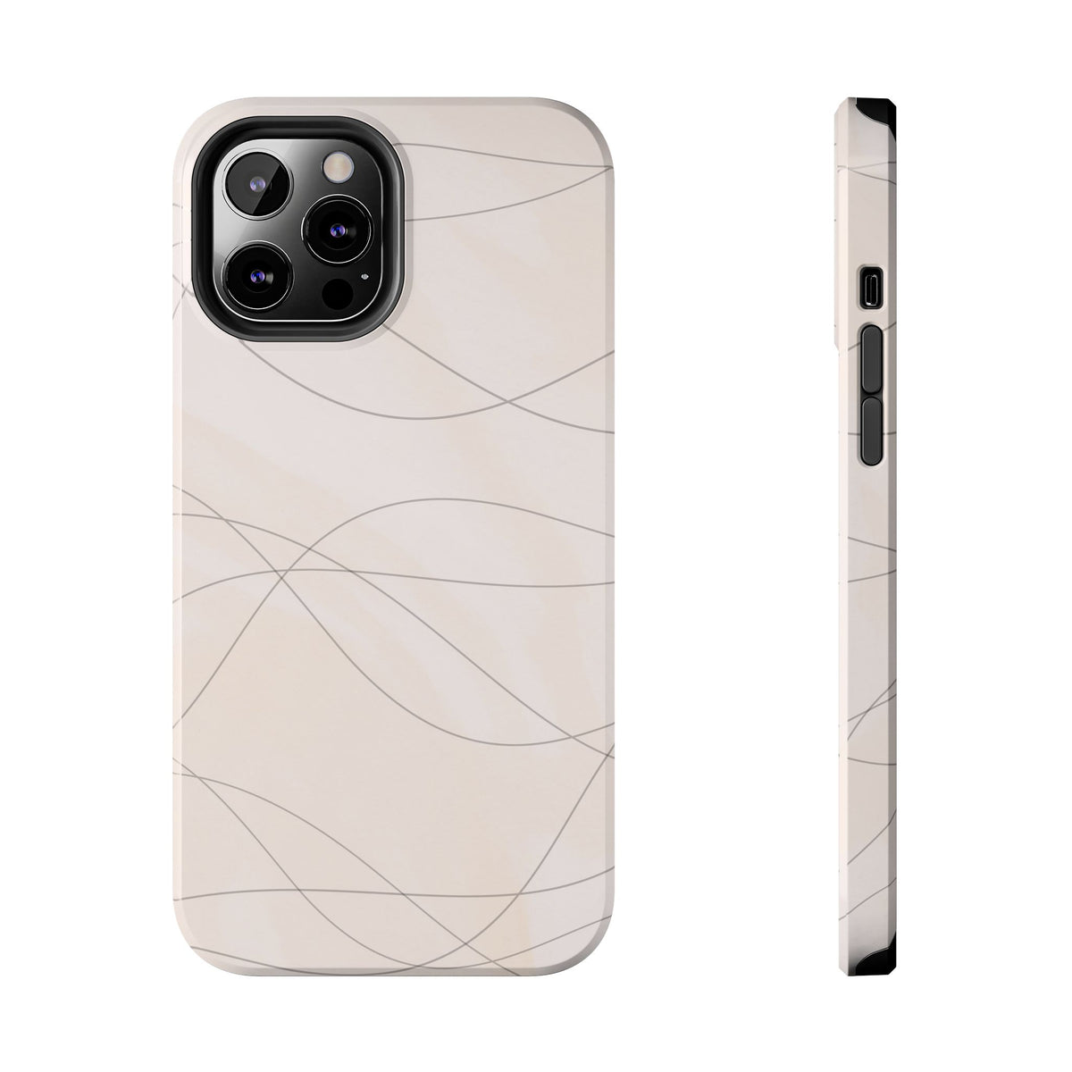 Minimal Beige Wave Tough Phone Case — Protective Slim Phone Case