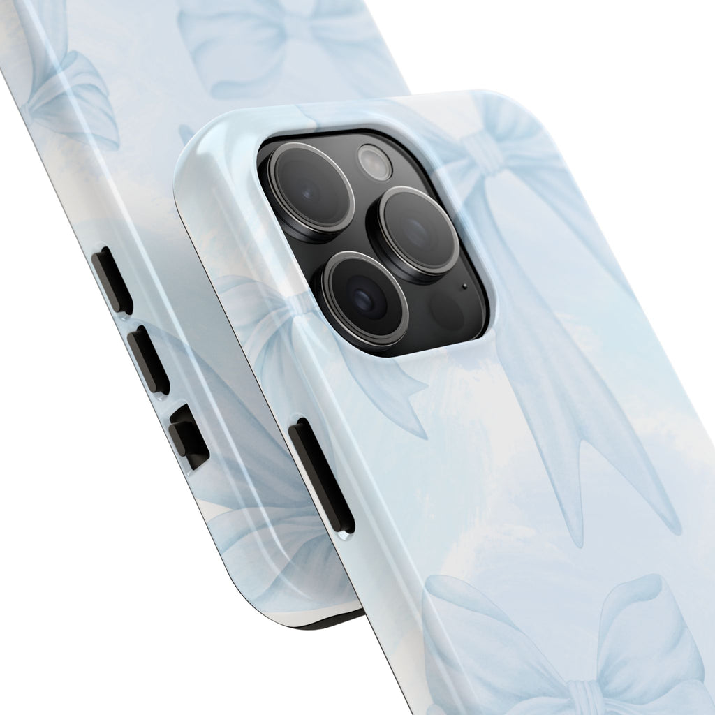 Pale Blue Bow Pattern Tough Phone Case