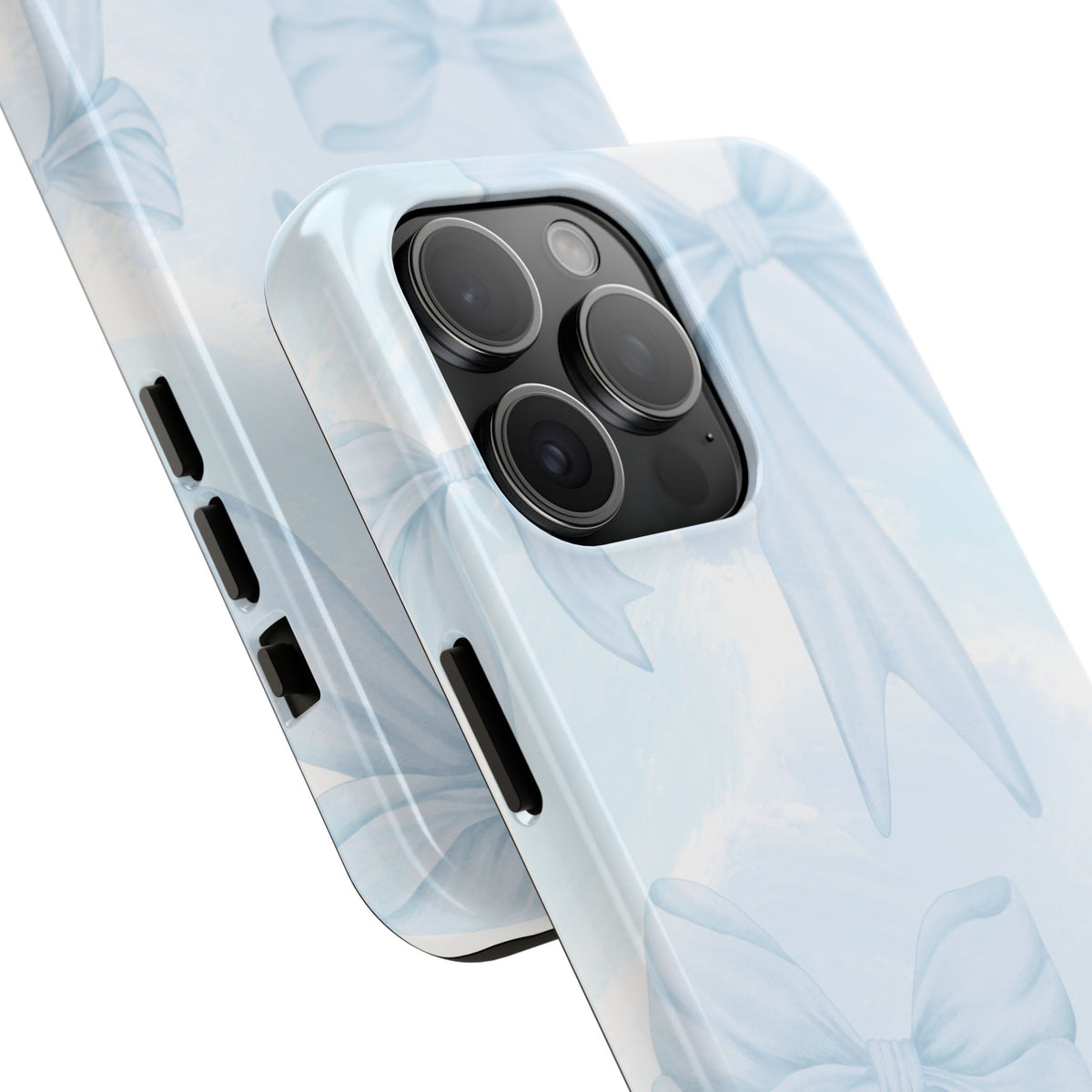 Pale Blue Bow Pattern Tough Phone Case