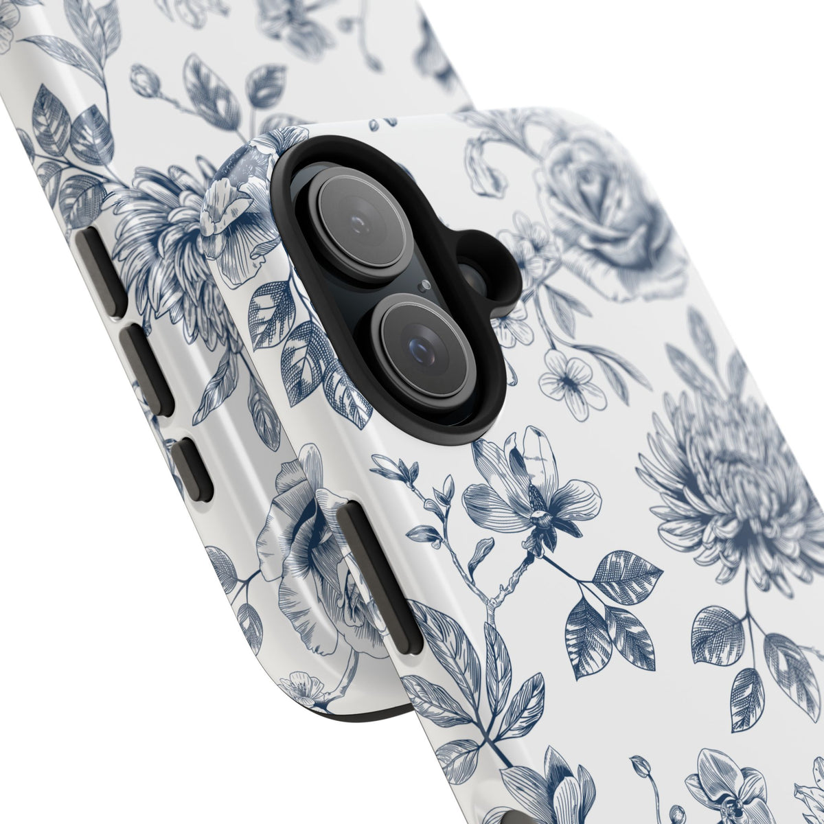 Tough Phone Case — Blue Vintage Floral Protective iPhone Cover