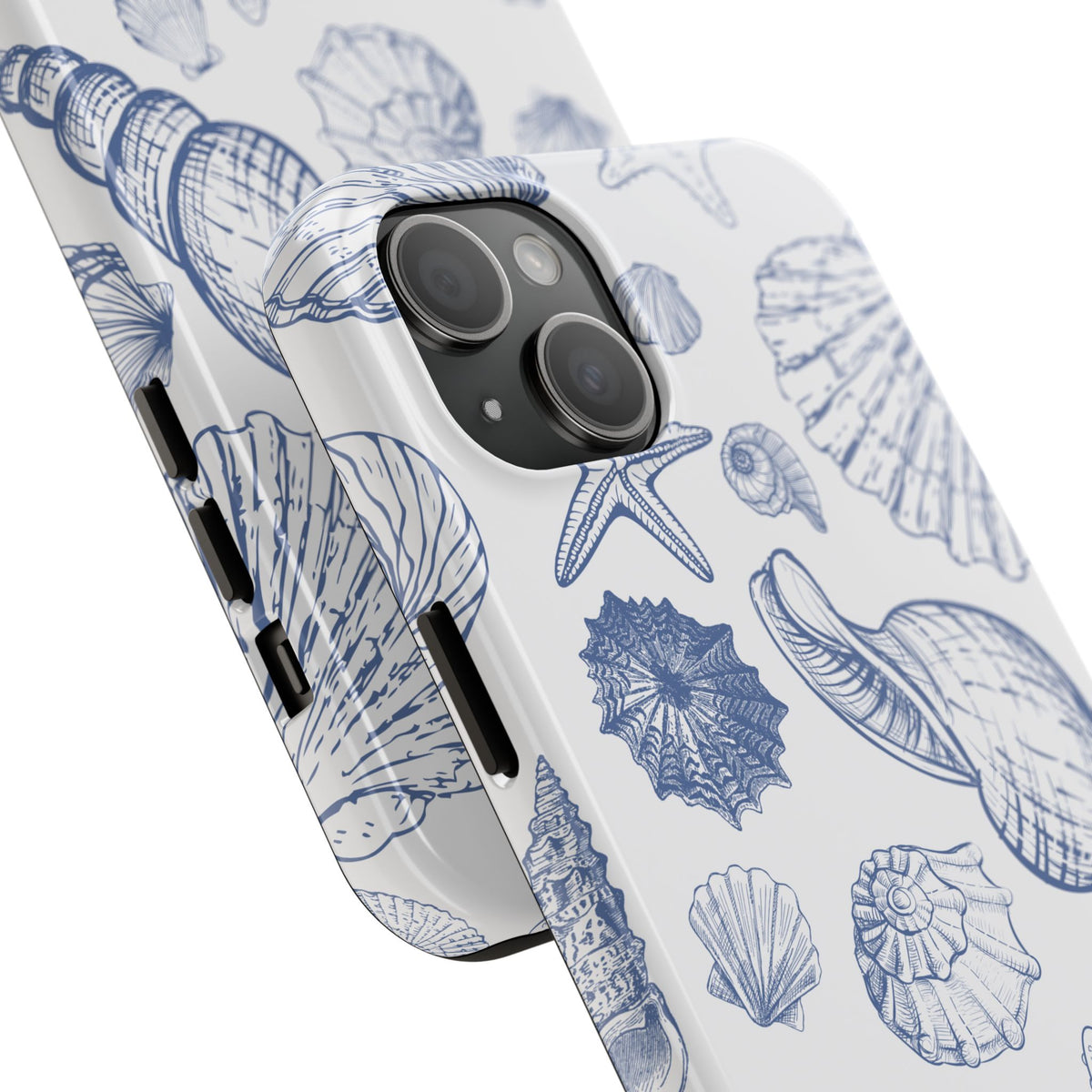 Seaside Sketch Tough Phone Case – Blue Shells & Starfish Protective Cover