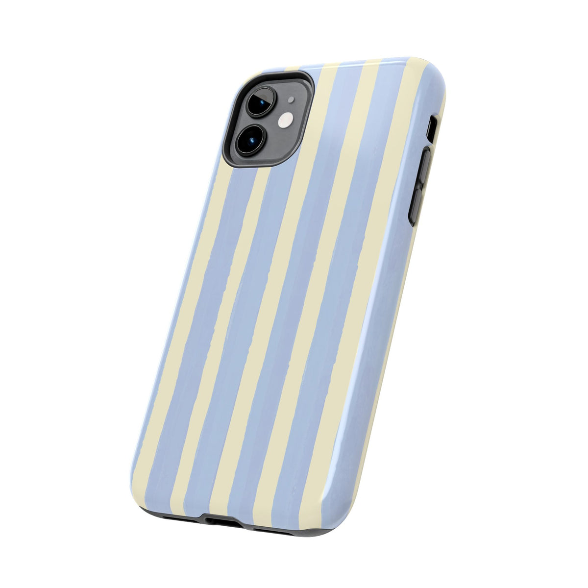 Pastel Stripe Tough Phone Case — Blue & Cream Protective Cover