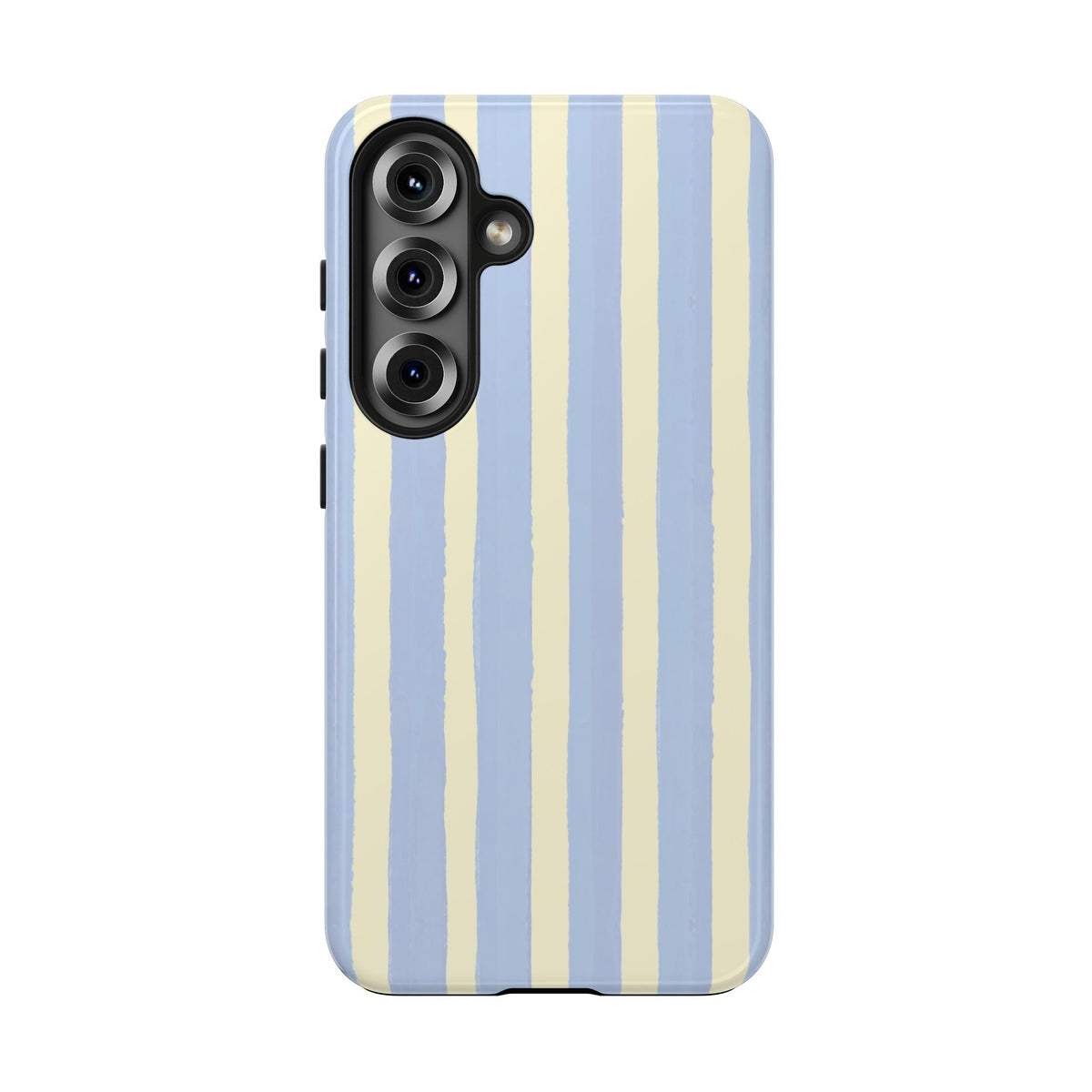 Pastel Stripe Tough Phone Case — Blue & Cream Protective Cover