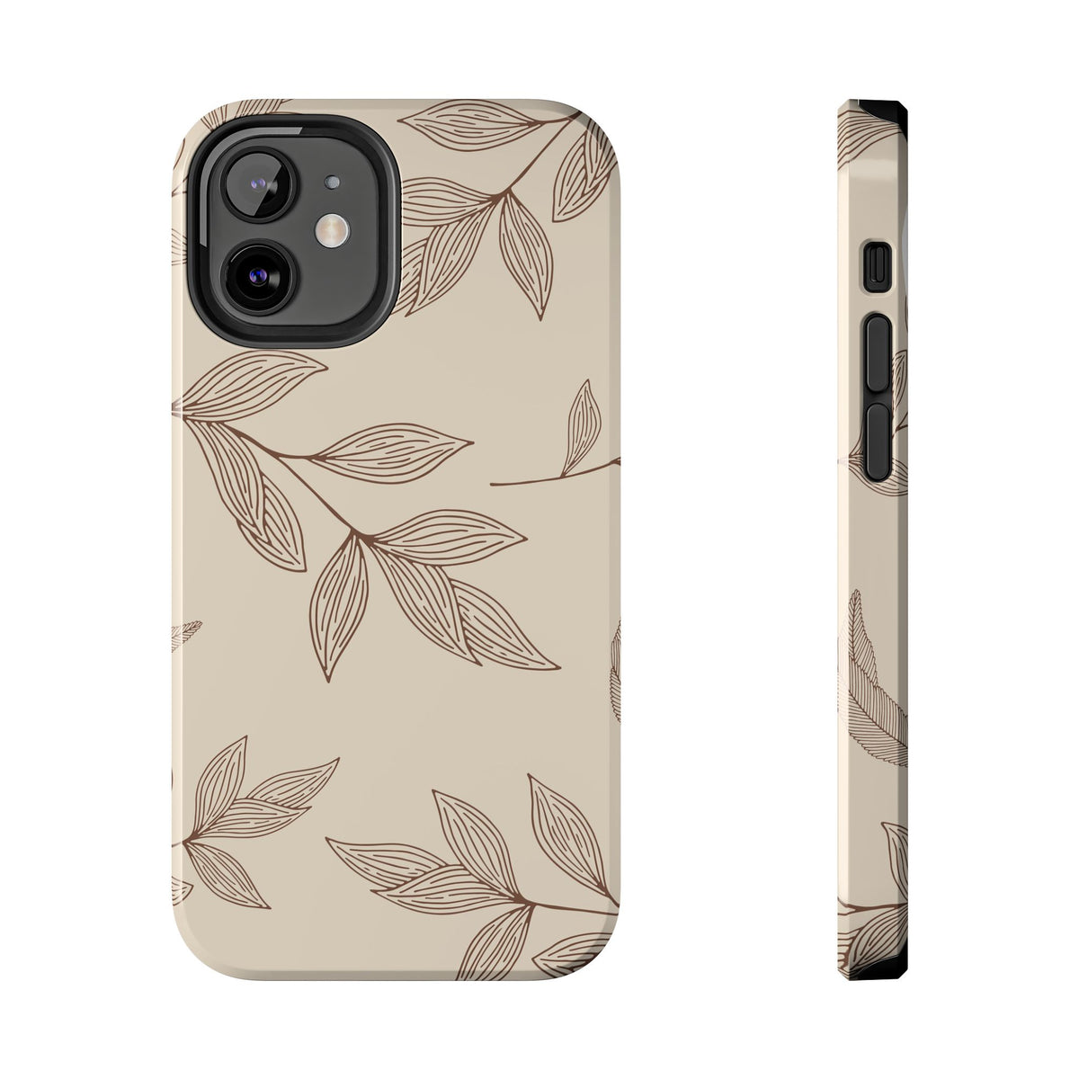 Tough Phone Case — Neutral Botanical Leaf Design (Protective Floral iPhone Case)