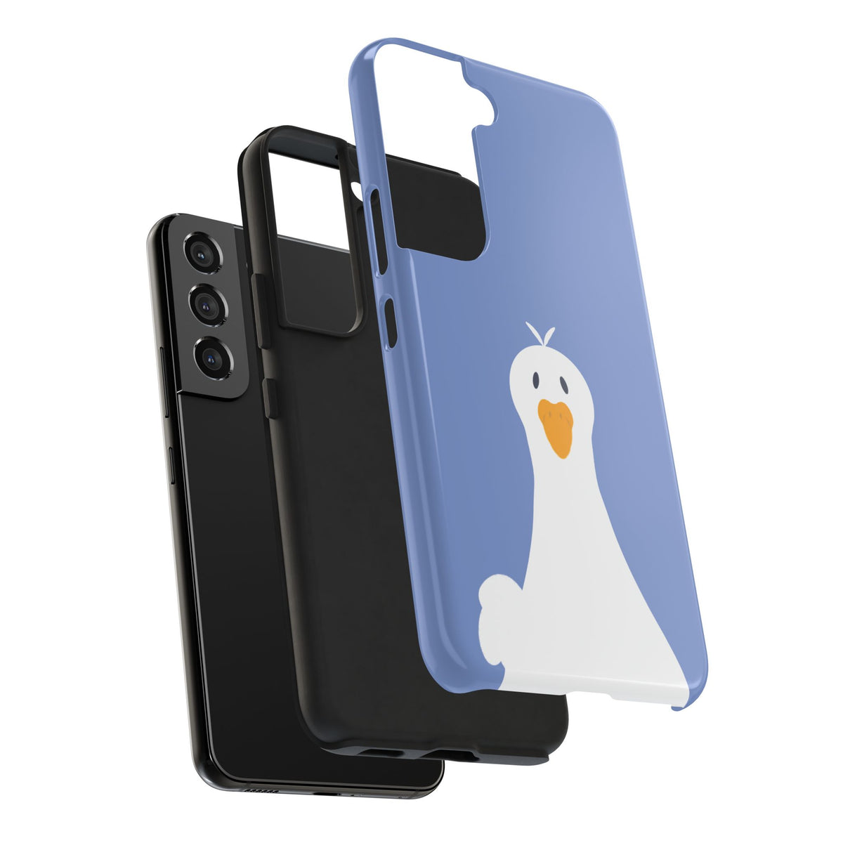 Goofy Goose Tough Phone Case — Cute Minimalist Duck Design on Blue