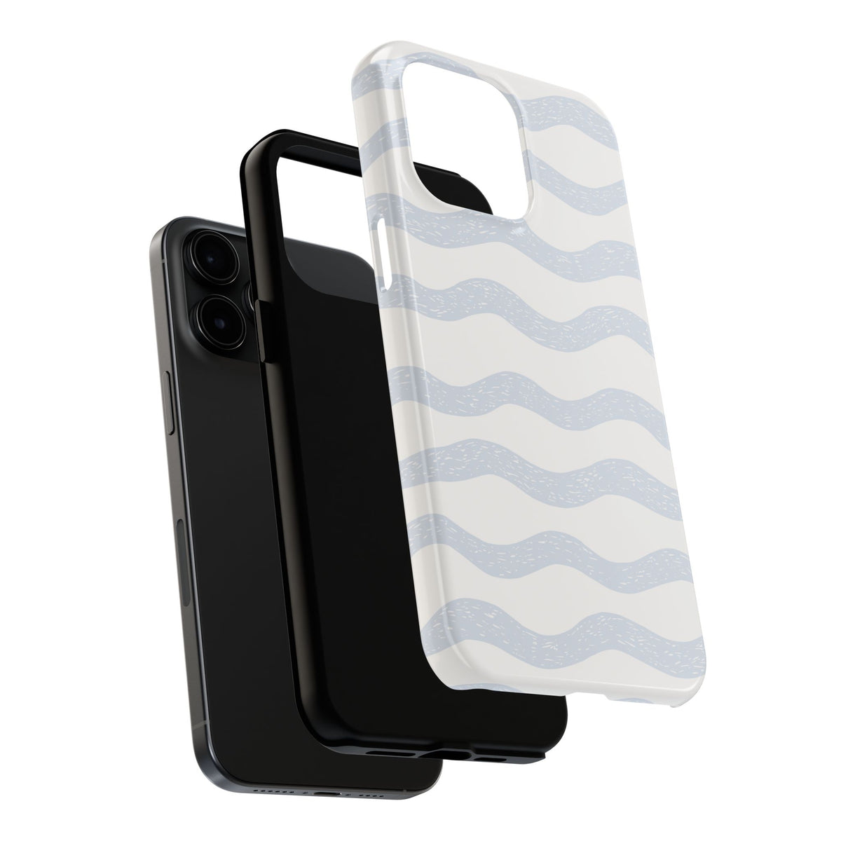 Tough Phone Case – Subtle Blue Wavy Stripes, Durable Protective Cover