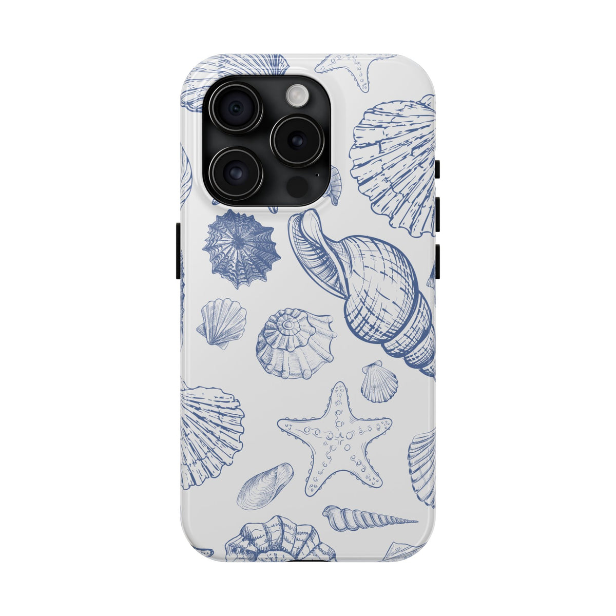 Seaside Sketch Tough Phone Case – Blue Shells & Starfish Protective Cover