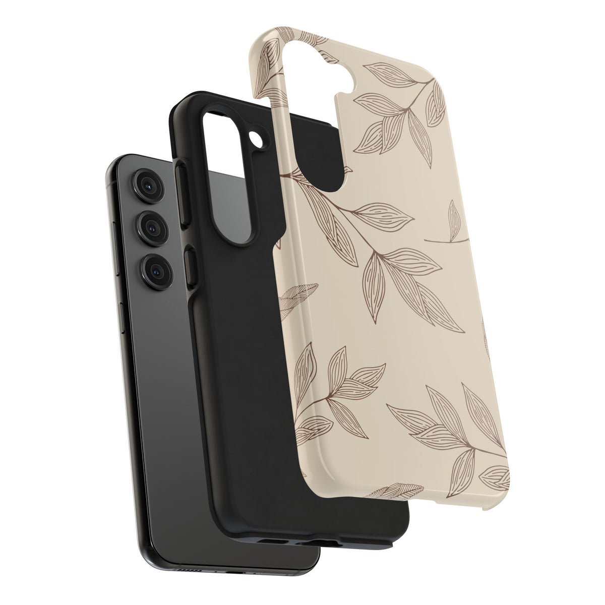 Tough Phone Case — Neutral Botanical Leaf Design (Protective Floral iPhone Case)