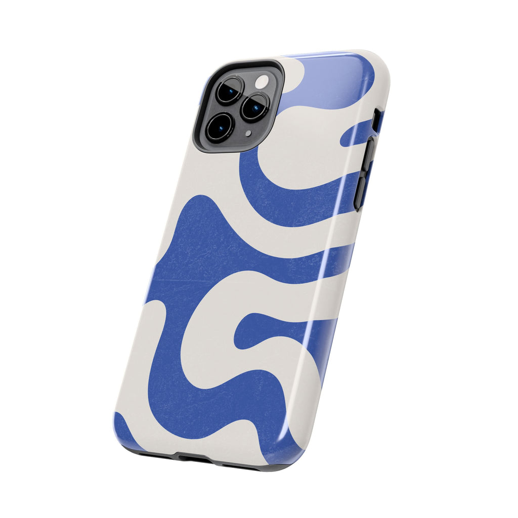 Blue Retro Swirl Tough Phone Case — Durable Abstract Pattern