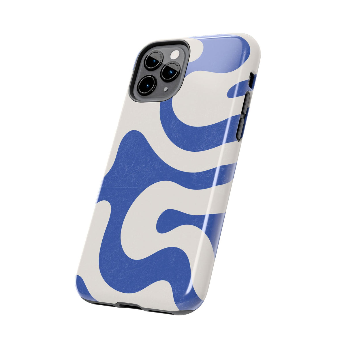 Blue Retro Swirl Tough Phone Case — Durable Abstract Pattern