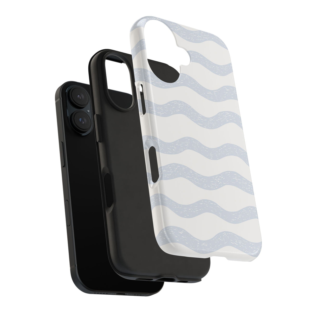 Tough Phone Case – Subtle Blue Wavy Stripes, Durable Protective Cover