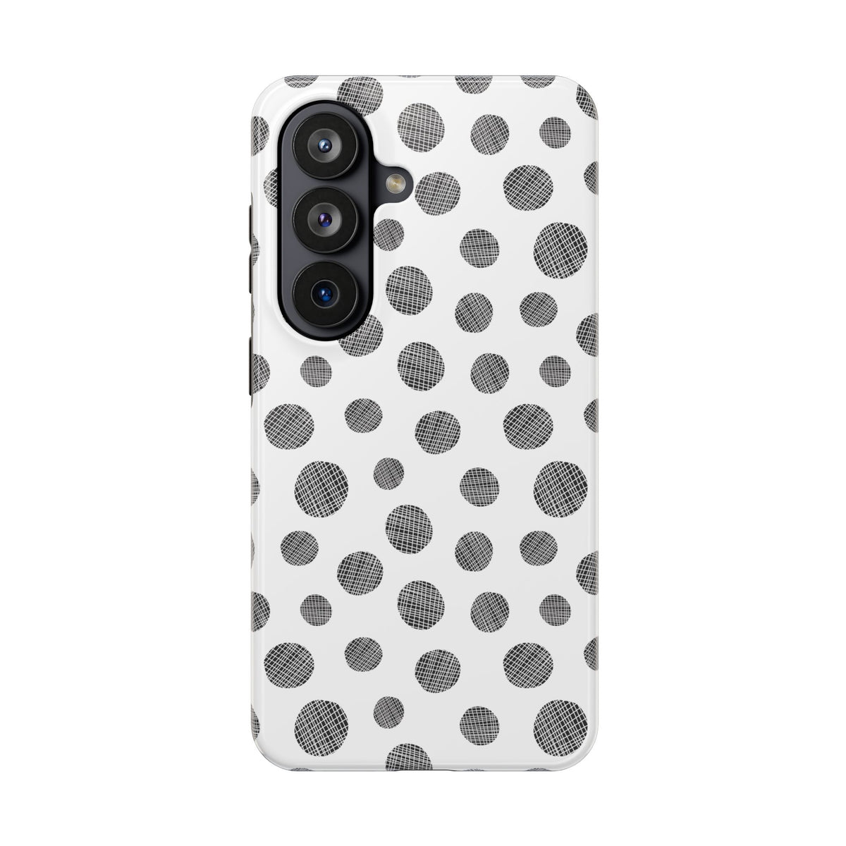 Polka Dot Texture Tough Phone Case — Black & White Spot Pattern, Protective Slim Phone Cover