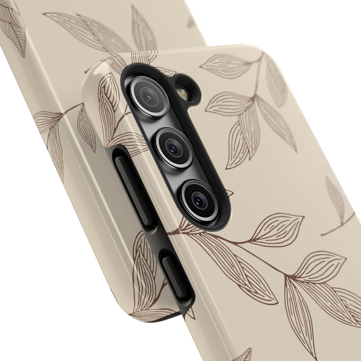 Tough Phone Case — Neutral Botanical Leaf Design (Protective Floral iPhone Case)