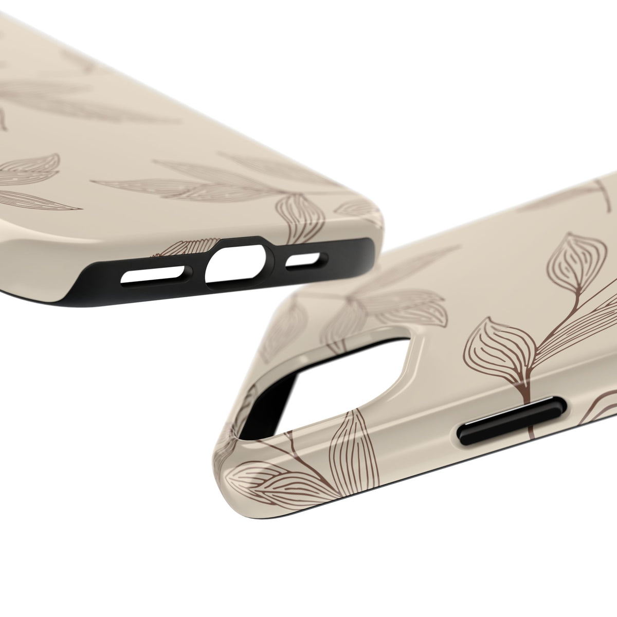 Tough Phone Case — Neutral Botanical Leaf Design (Protective Floral iPhone Case)