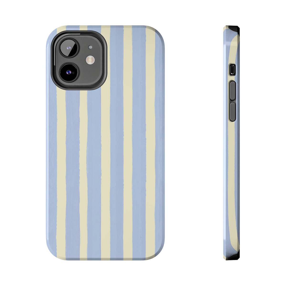 Pastel Stripe Tough Phone Case — Blue & Cream Protective Cover