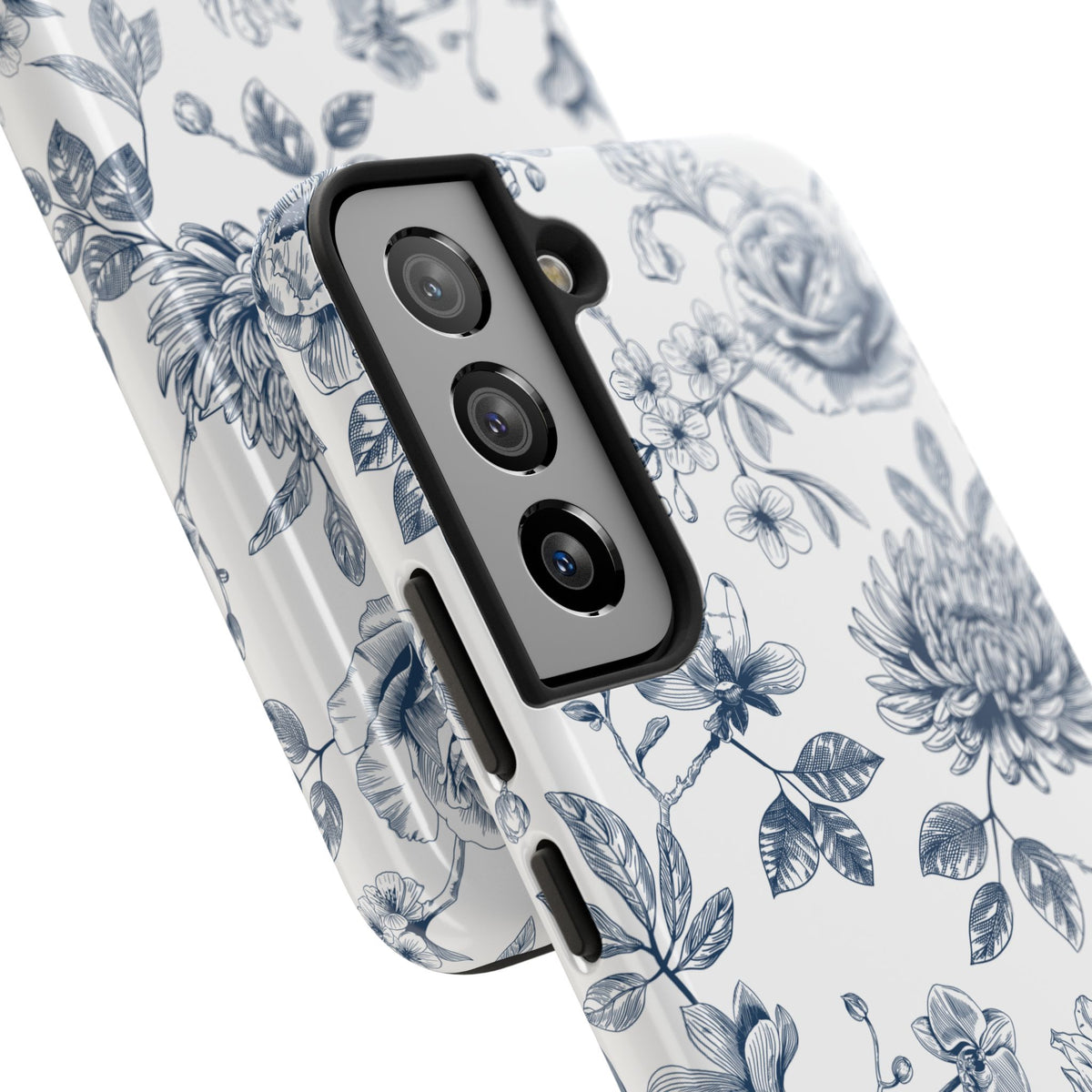 Tough Phone Case — Blue Vintage Floral Protective iPhone Cover