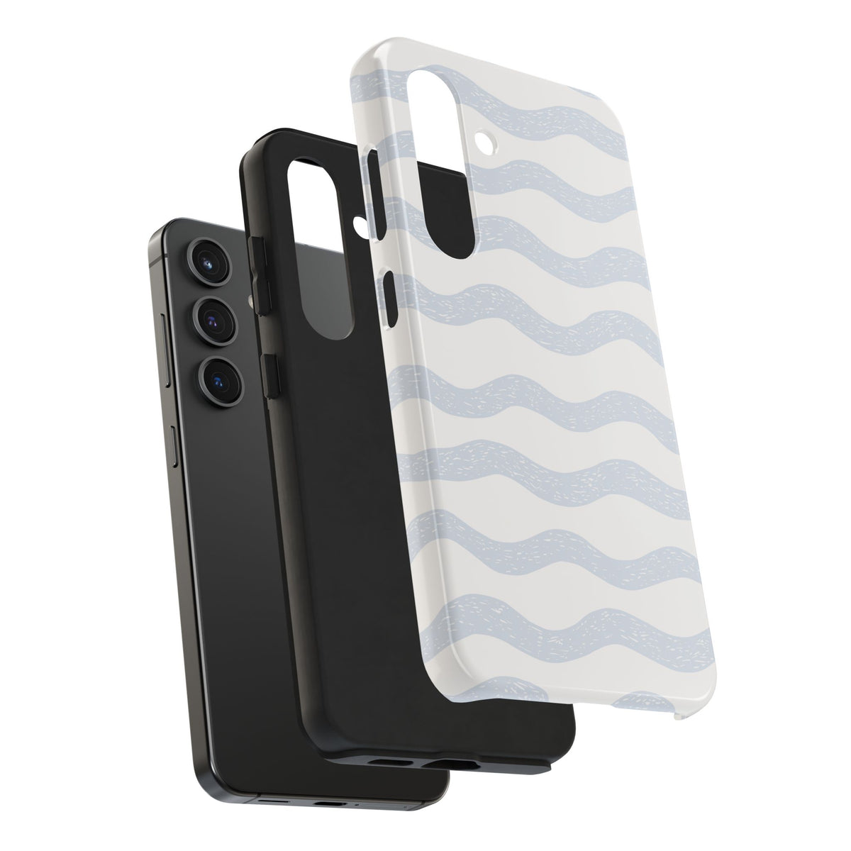 Tough Phone Case – Subtle Blue Wavy Stripes, Durable Protective Cover