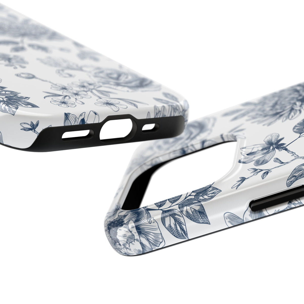 Tough Phone Case — Blue Vintage Floral Protective iPhone Cover