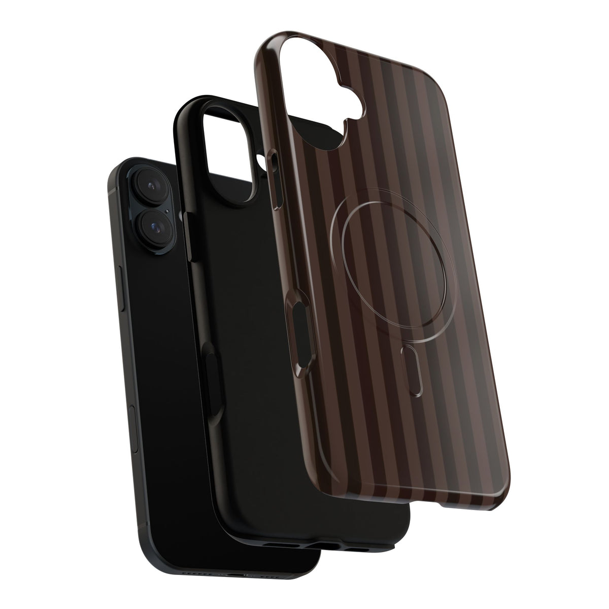 Dark Brown Striped Magnetic Phone Case