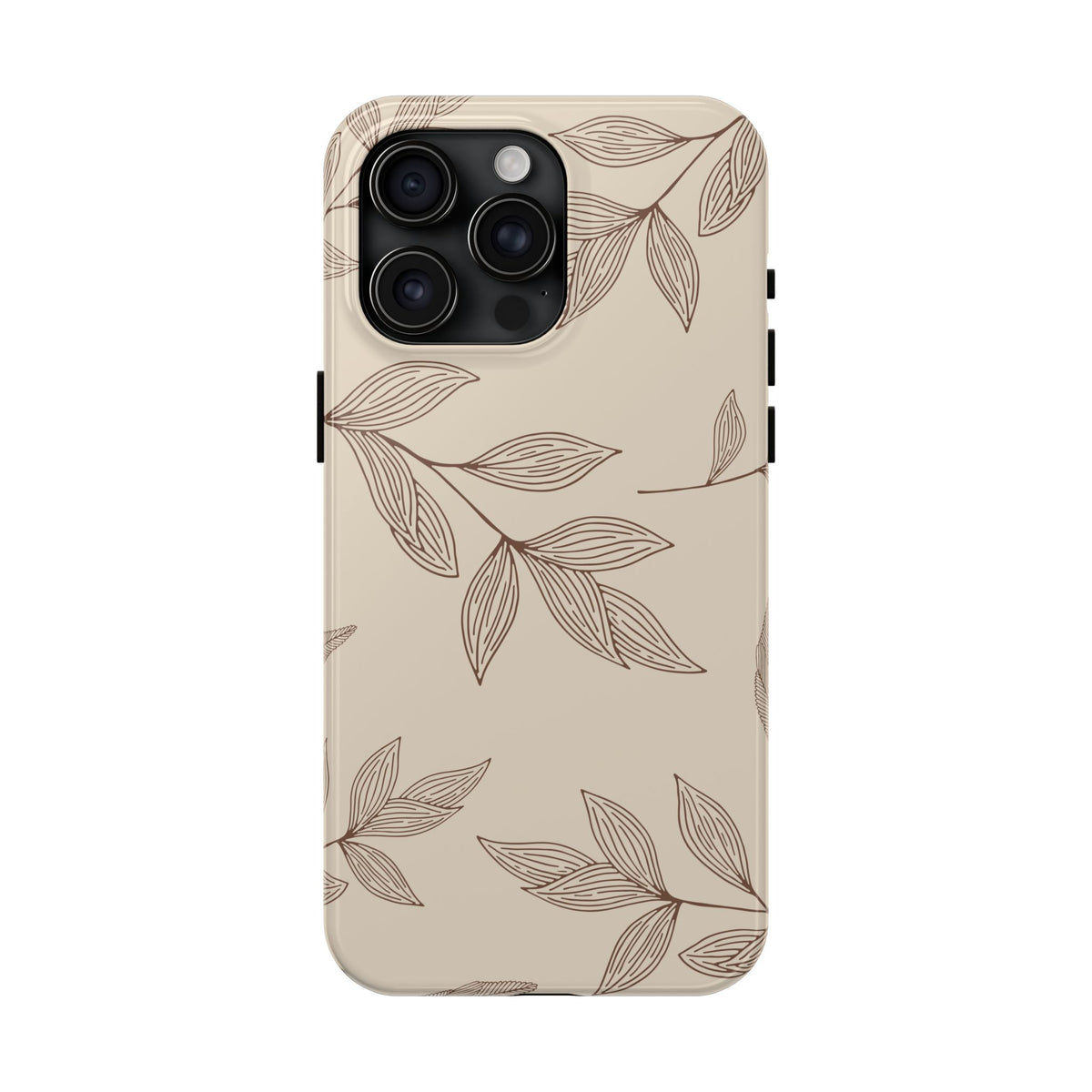 Tough Phone Case — Neutral Botanical Leaf Design (Protective Floral iPhone Case)