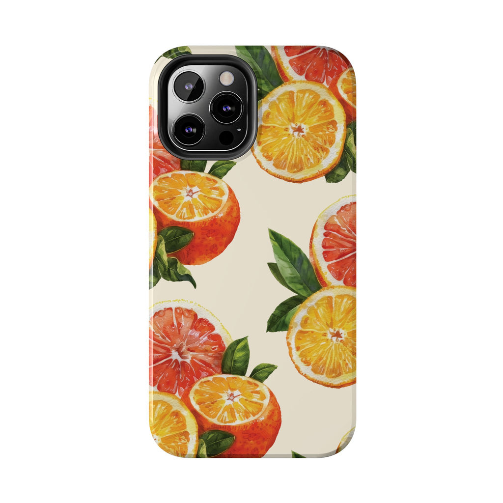 Citrus Squeeze Tough Phone Case — Watercolor Orange & Grapefruit Protective Cover