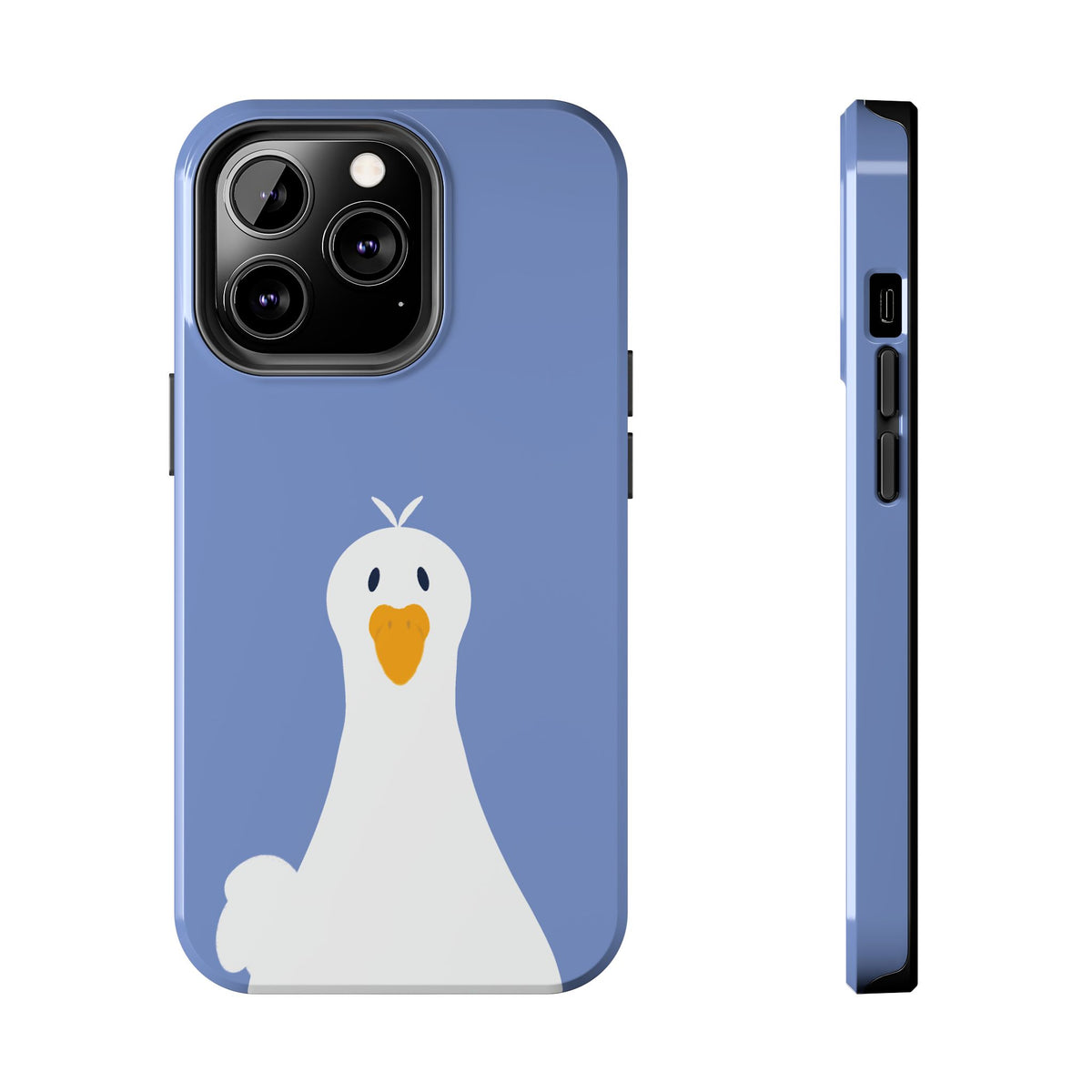 Goofy Goose Tough Phone Case — Cute Minimalist Duck Design on Blue