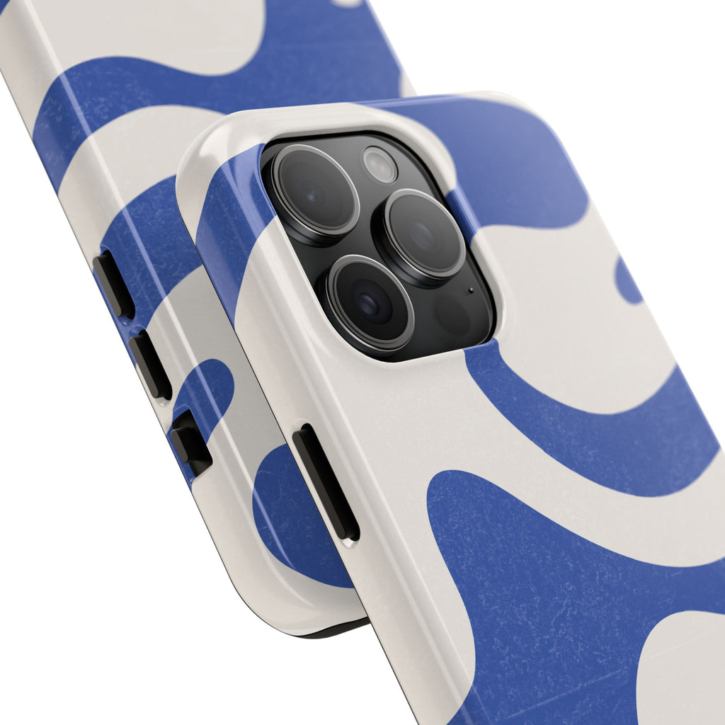 Blue Retro Swirl Tough Phone Case — Durable Abstract Pattern
