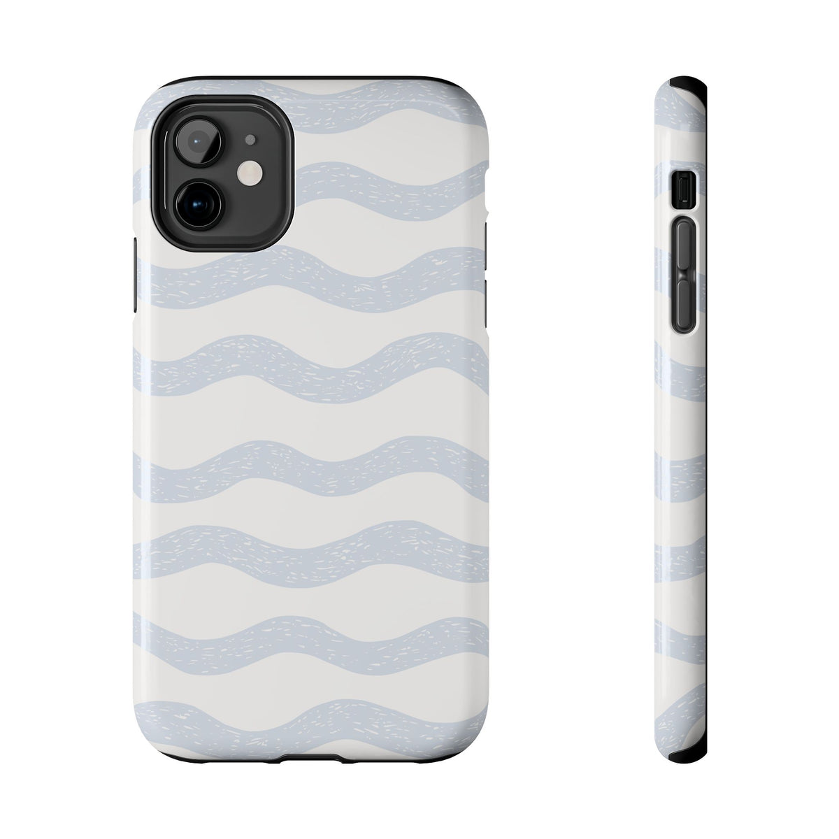 Tough Phone Case – Subtle Blue Wavy Stripes, Durable Protective Cover