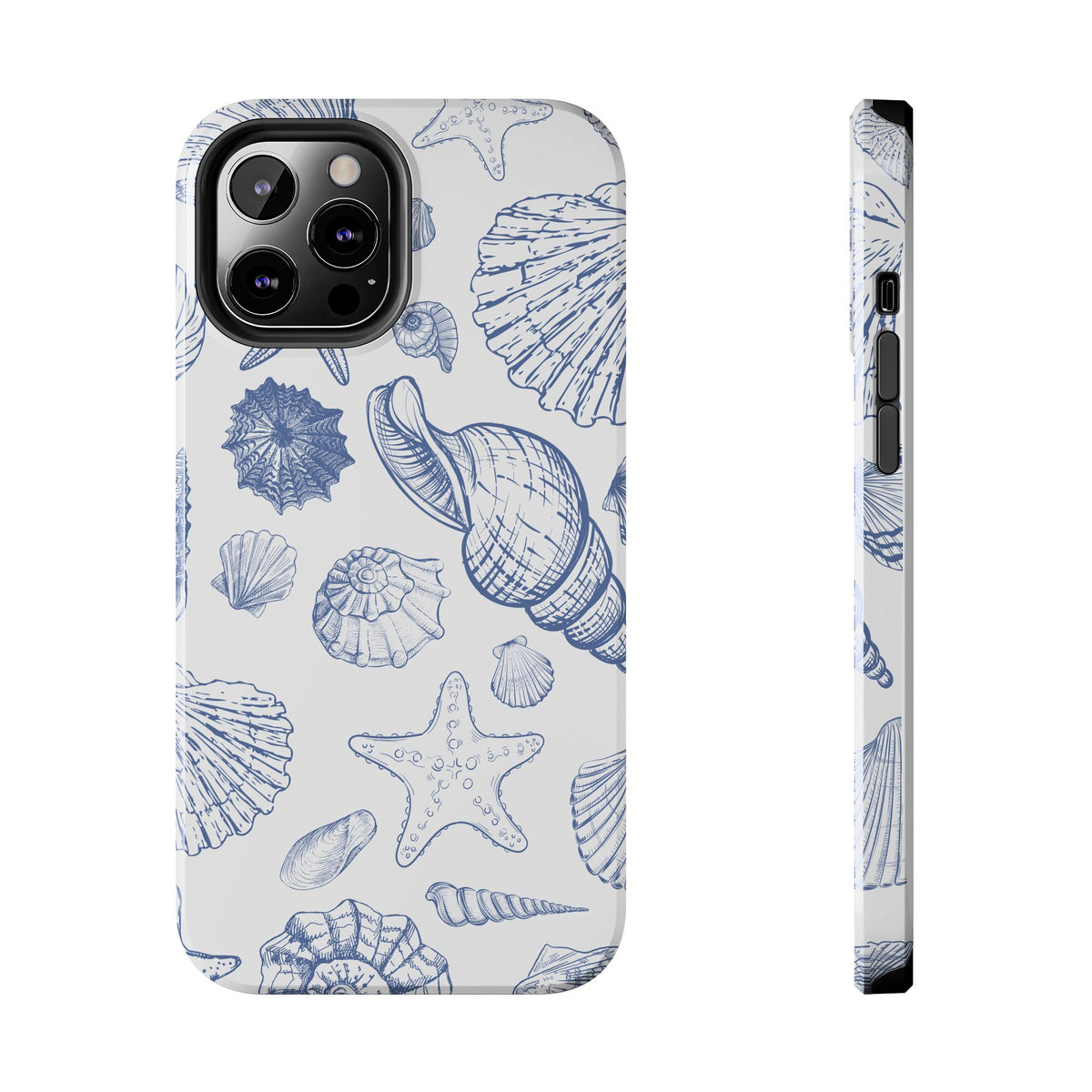 Seaside Sketch Tough Phone Case – Blue Shells & Starfish Protective Cover