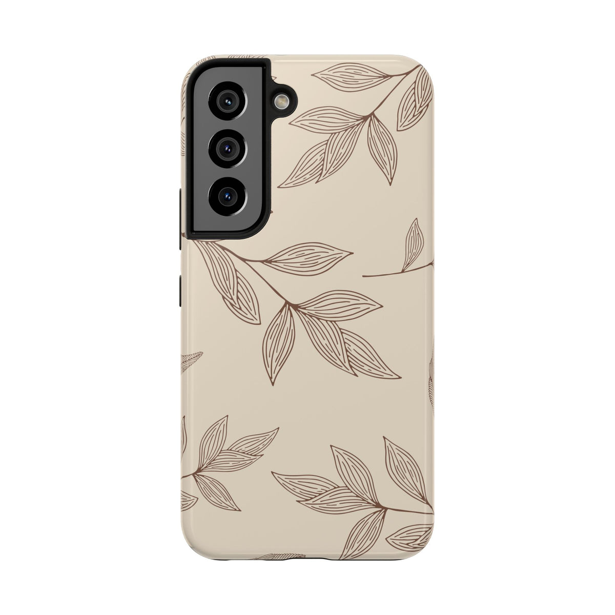 Tough Phone Case — Neutral Botanical Leaf Design (Protective Floral iPhone Case)
