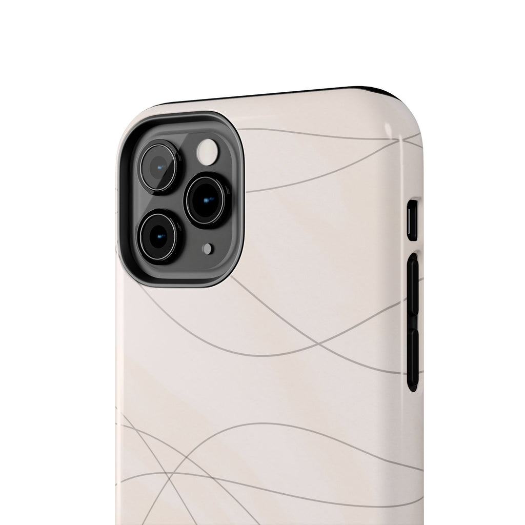 Minimal Beige Wave Tough Phone Case — Protective Slim Phone Case